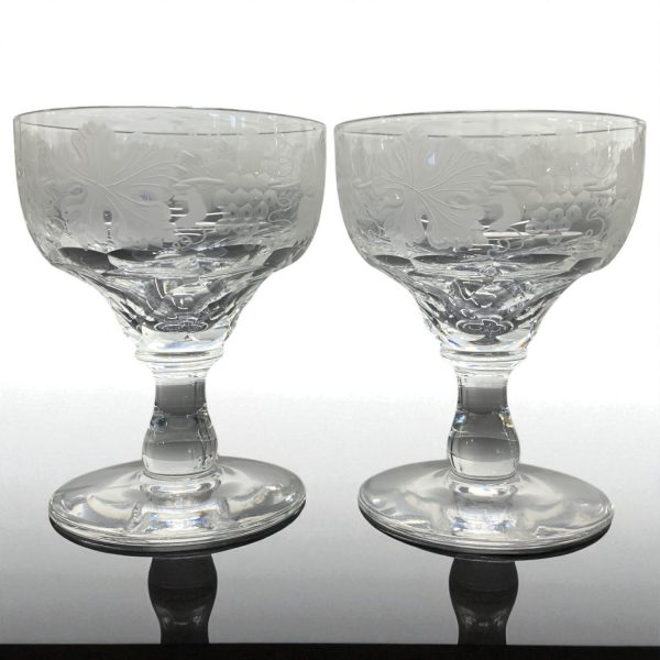 Val St Lambert Vignes Cocktailglas 2st Glas Design Vintage 1950-60-tal