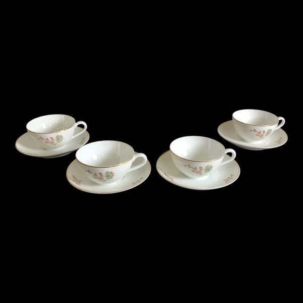 ALP Lidköping Koppar 4st med Fat Guldkant Stämplad Vintage Design