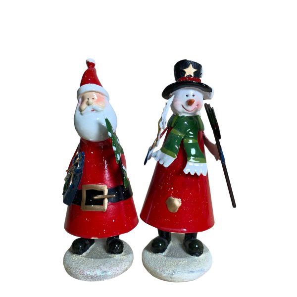 Plåttomtar 2st Röd Jul Jultomte Snögubbe Plåt 16cm