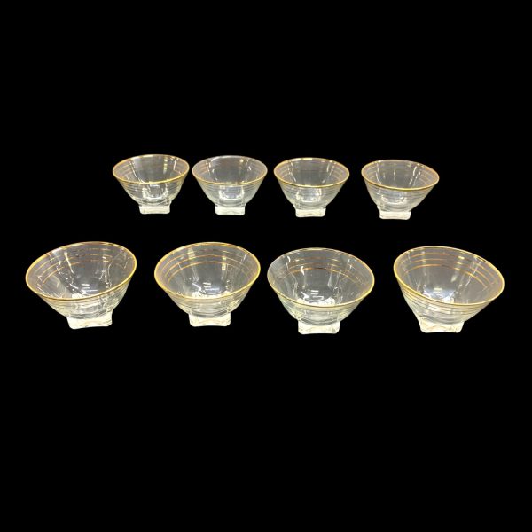 Små Skålar Glas med Guldkant Glasskål Vintage Design Retro