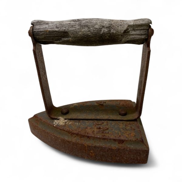 Antikt Strykjärn Trä Handtag Vintage No.4