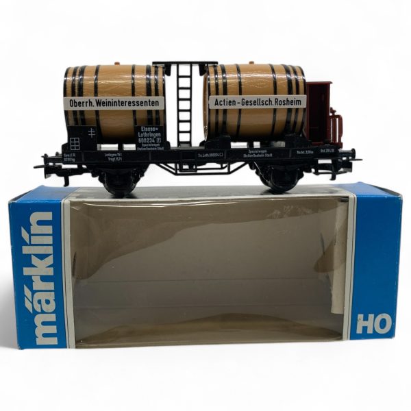 Märklin 4432 Vinvagn Oberrh.Weininterssenten HO Modelltåg Tåg Vagn med Tunnor