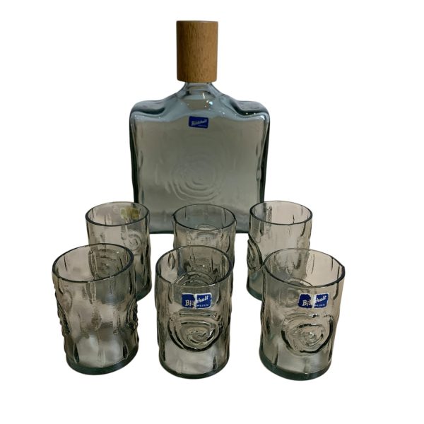 Björkhult Sweden Glasburk Flaska & Glas Blå Shotsglas