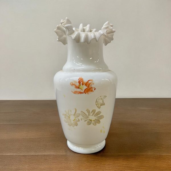 Glasvas Opalglas Vas Vit Design Vintage