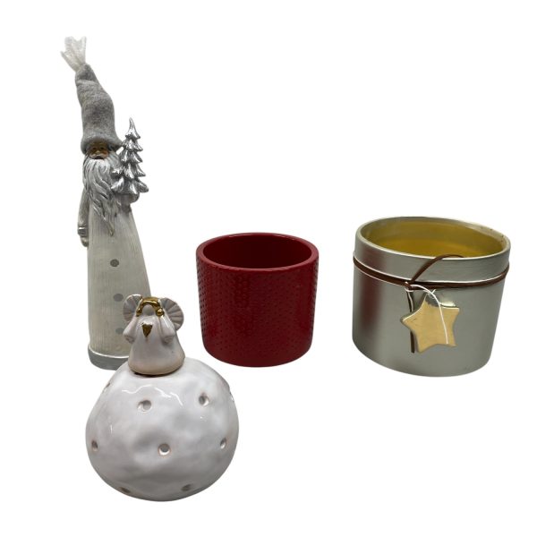 Julsaker 4st Tomte Ljuslykta Kruka Krukor Tomte Ängel Jul Christmas