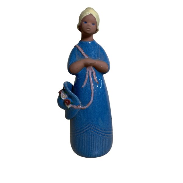 JIE Gantofta Blomsterflicka Figurin Stämpad Etikettmärkt