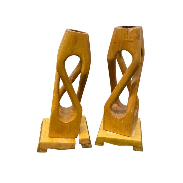 Ljusstake 2st Trä Ljushållare Design