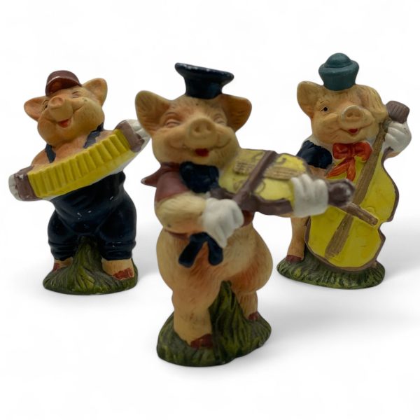 Figuriner 3st Grisar med Instrument Spelande Gris