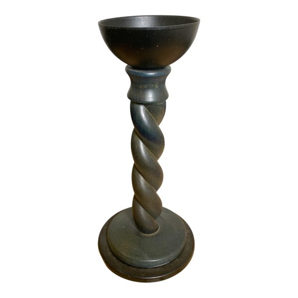 Ljushållare Värmeljus Svart Metall Trä Design