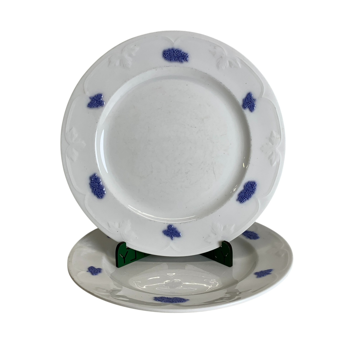 Gustavsberg Blå Blom Tallrikar 21cm 2st Retro Vinblad & Druvor Vintage