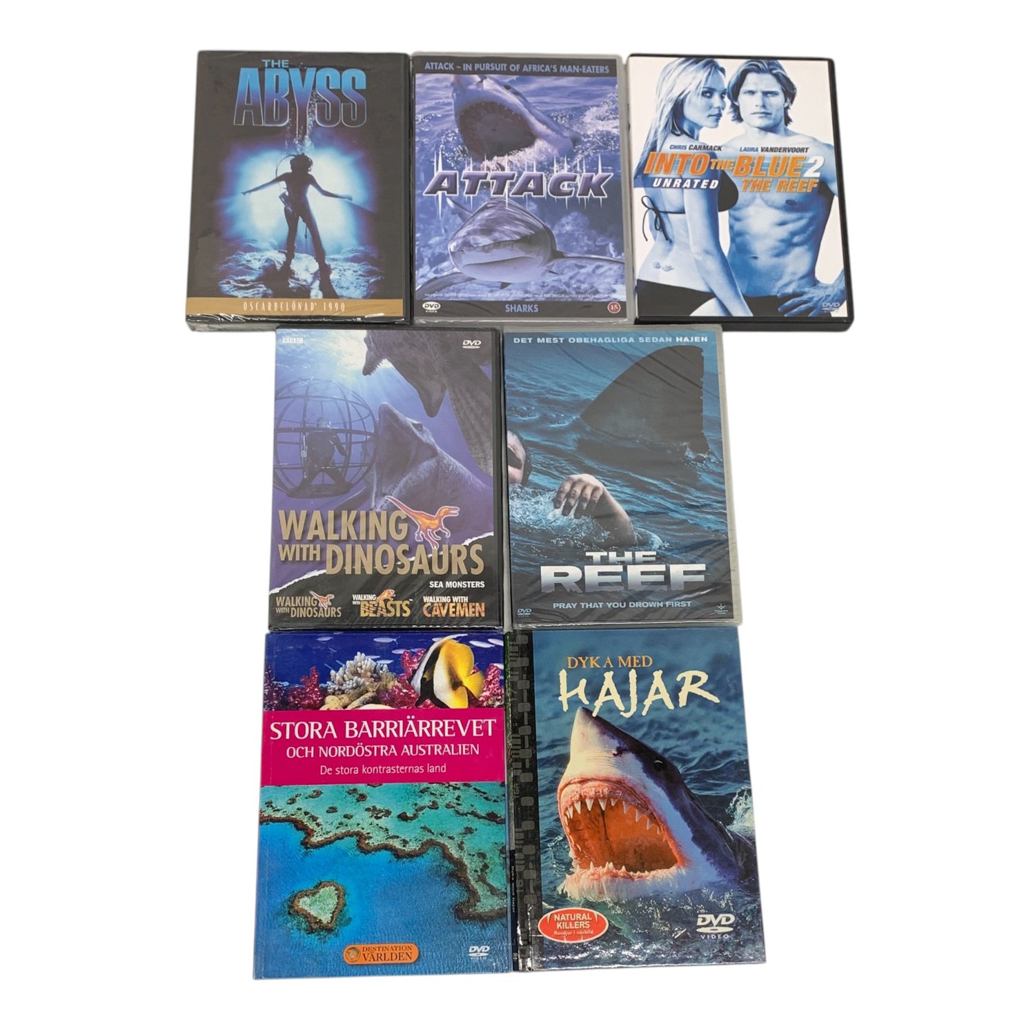 DVD Filmer Blandat 7st Attack The Abyss Into the Blue 2: The Reef Dyka med Hajar