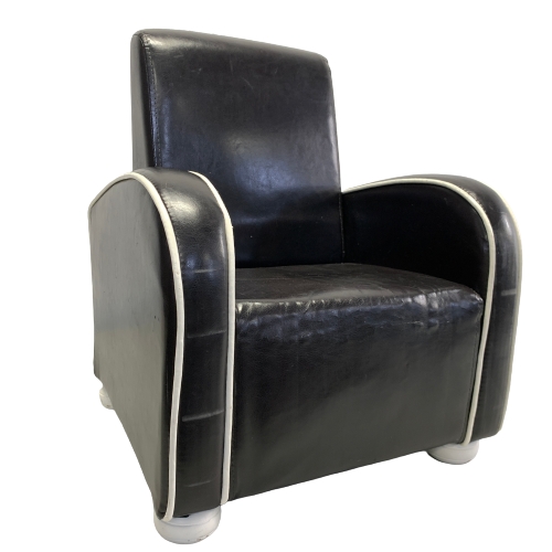 Barnfåtölj Fåtölj Barn Konstskinn Fejkskinn Fällbart Ryggstöd Svart