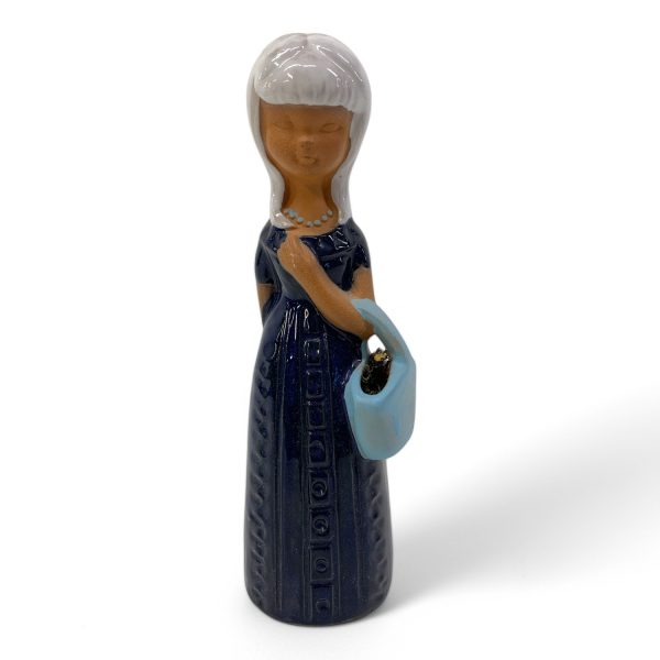 Figurin Flicka med korg 18cm Vintage Retro Design