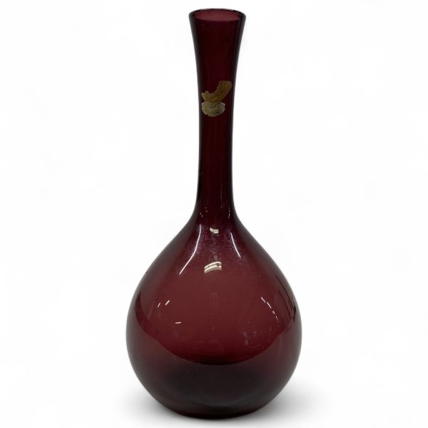 Glasvas Lila Bulbvas Vas Glas Etikettmärkt Sweden