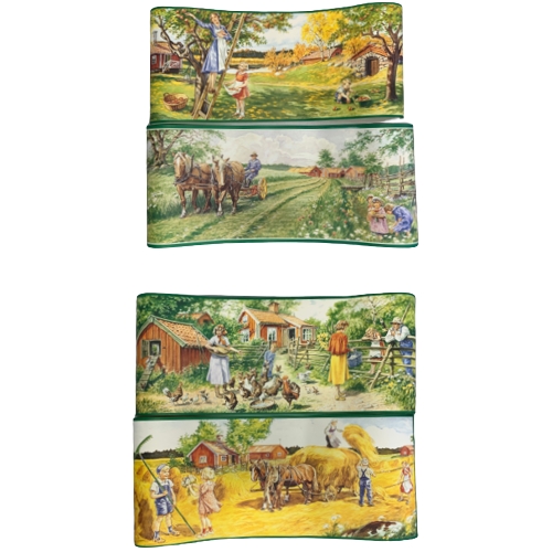 Curt Nyström 4st Pappersbonad Bondgård Gård Man Kvinna Barn Motiv Retro