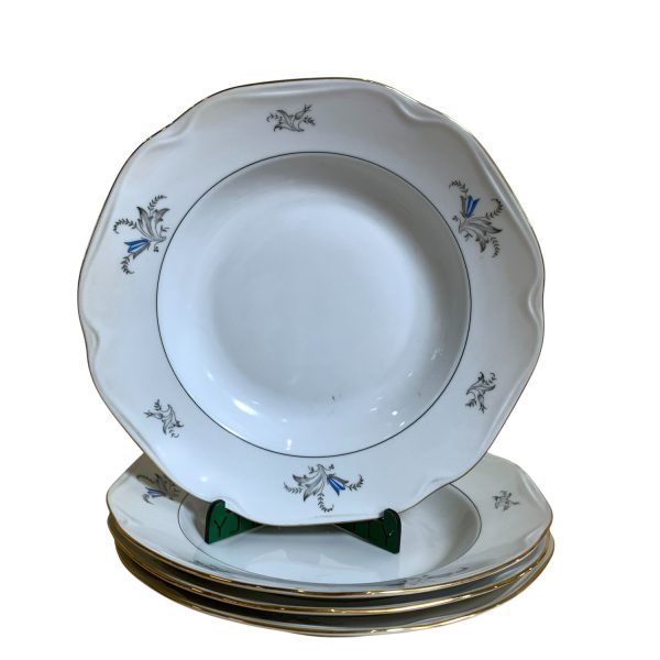 ALP Lidköping 4st Djupa Tallrikar 25cm Vit Guldkant Tallrikar