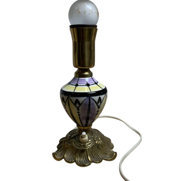 Lampfot Mässing Lila Gul 21cm