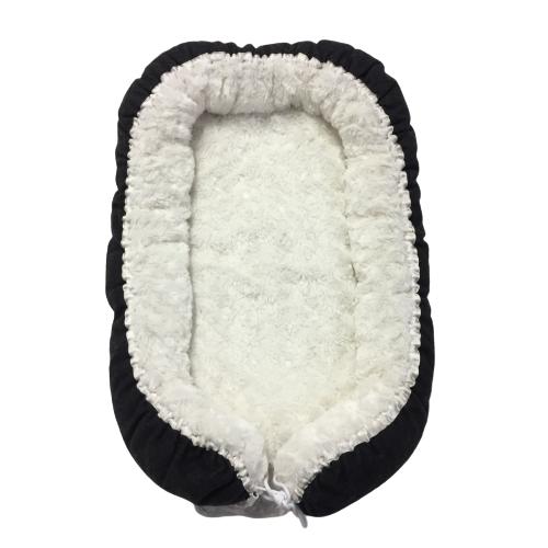 Babynest Myspöl Grå/Vit Fluffig Gosig Baby