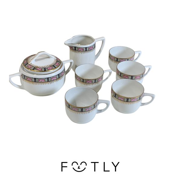 ALP Lidköping Kopp Gräddkanna Sockerskål 7 delar Vintage Retro