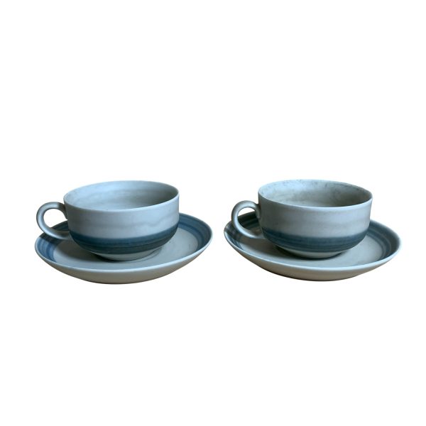 Bing & Gröndahl 2st Tekoppar & Fat Matt Blå Design B&G Koppar