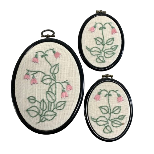 Broderade Tavlor 3st Broderi Blommor