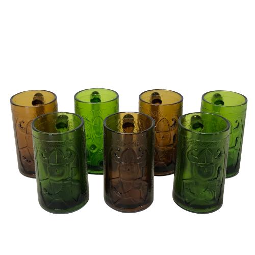 Elme Glasbruk John Käll Sejdel 7st Brun/Grön Viking Retro Ölsejdel Glas