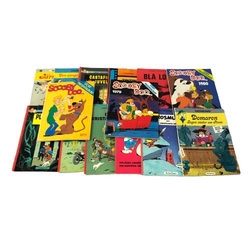 Tidningar Böcker 14st Barn 1980 Tintin Scooby Doo Lucky Luke