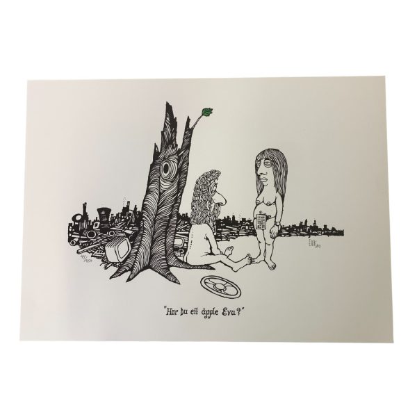 EWERT KARLSSON Har Du ett äpple Eva? Färg Litografi Signerad EWK Numrerad 44