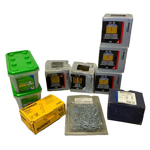 Skruv och Spik Blandat 10 askar Lot Paket blandade