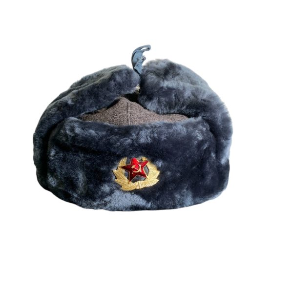 Autentisk sovjetisk officerarnas pälsmössa – ushanka från augusti 1991 Vintage