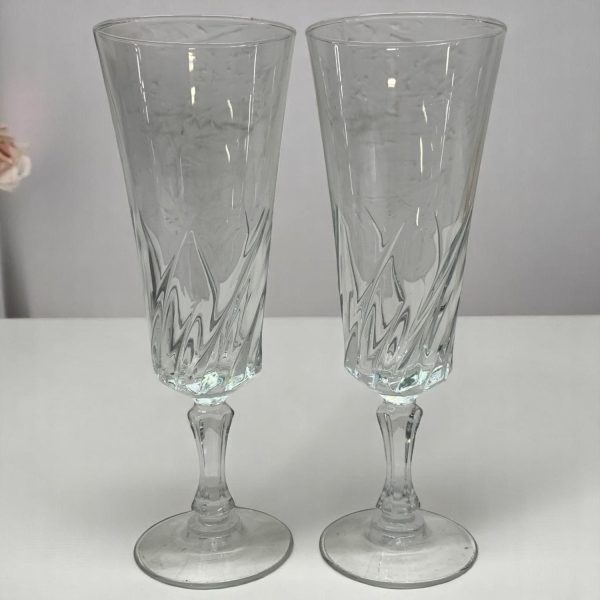 Champagneglas 2st Glas på Fot Stämplad France