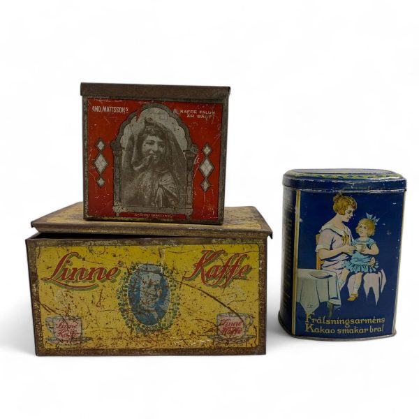 Plåtburkar Burkar Plåt Kakao Kaffe Vintage Retro