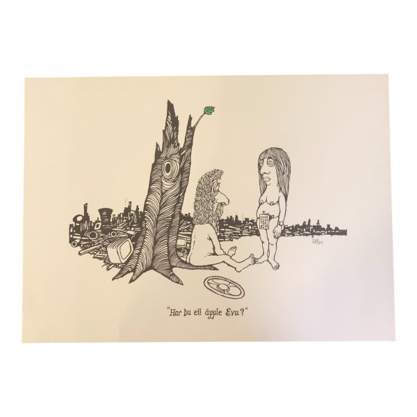 EWERT KARLSSON Har Du ett äpple Eva? Färg Litografi Signerad EWK89