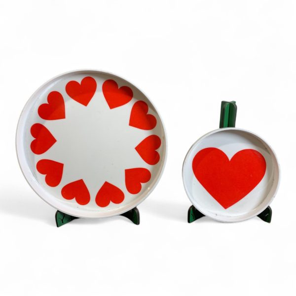 Bricka Fat 2st Hjärtor Hjärta Dekor Plast Melamin