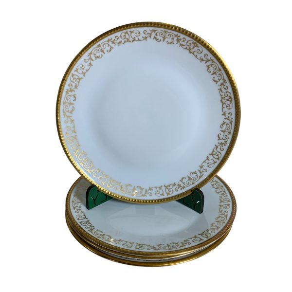 Hackefors Porslin Sweden 4st Assietter 17cm Guldkant Vit Tallrik