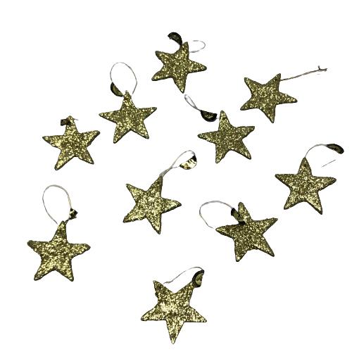 Torslow Julgranspynt Stjärnor 10st Gulfärgad/Glitter Design Jul Julkulor kulor