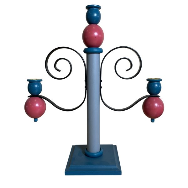 Lindsdal Stake Sverige Ljusstake Blå 40cm Kronljusstake Trä Rosa