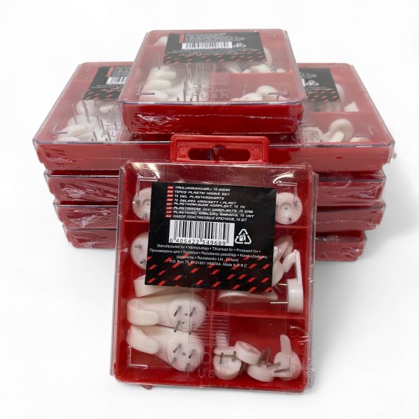 Plastkroksats 16-delar Plastic Hook Set 10st Förpackningar Krokar Krok Plast Vit