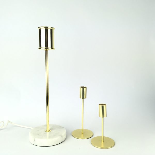 Lampfot & Ljusstake, Marmor, Guld färgad