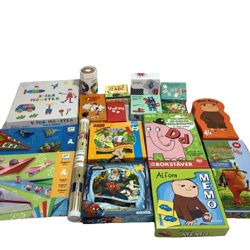 Barnspel, Spel, 18st, Memo, Yatzy, Pussel, Bamse, Plockepinn, Alfons Åberg