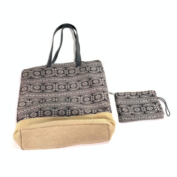 Natura, Väska & Plåbok, Grå / Beige, Handväska, Tyg