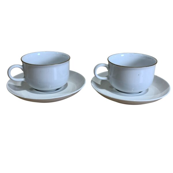 Rörstrand Diamant 2st Koppar & Fat Vit Guldkant Kopp Retro Design