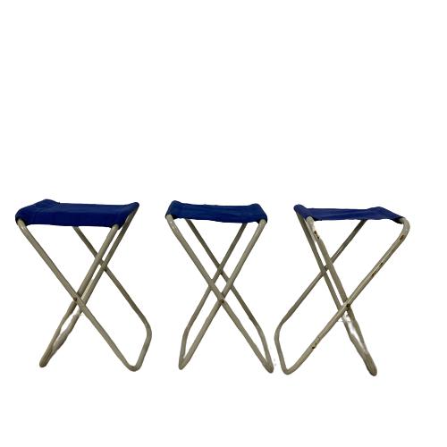 Retro Picknick Stolar 3st Blå Pallar Pall Stol Picknickstol Vintage Design