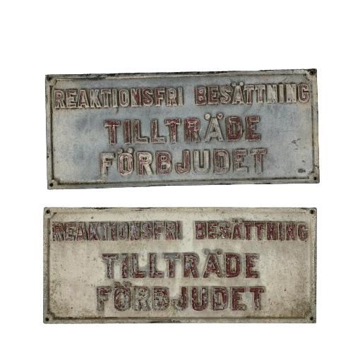 Gamla Skyltar Reaktionsfri Besättning Tillträde Förbjudet Vintage Retro Sign