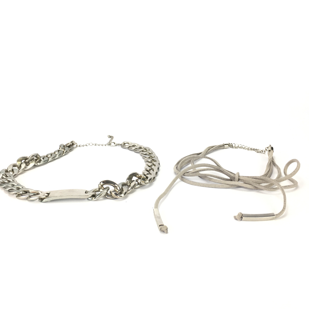 Gråa Halsband 2 st Choker Kedjehalsband Tyghalsband Grått