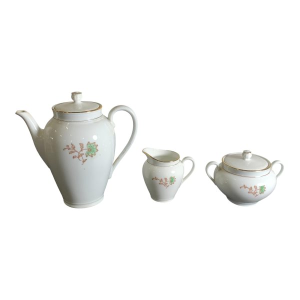 ALP Lidköping Kanna Gräddkanna Sockerskål Guldkant 3-delar Stämplad Vintage