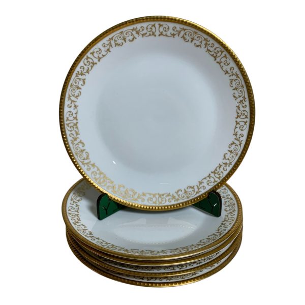 Hackefors Porslin Sweden 5st Assiett 17cm Guldkant Vit Tallrik Assietter