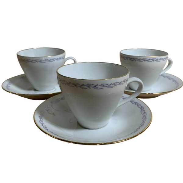 Rörstrand Koppar 3st Kaffefat Retro Vit Design