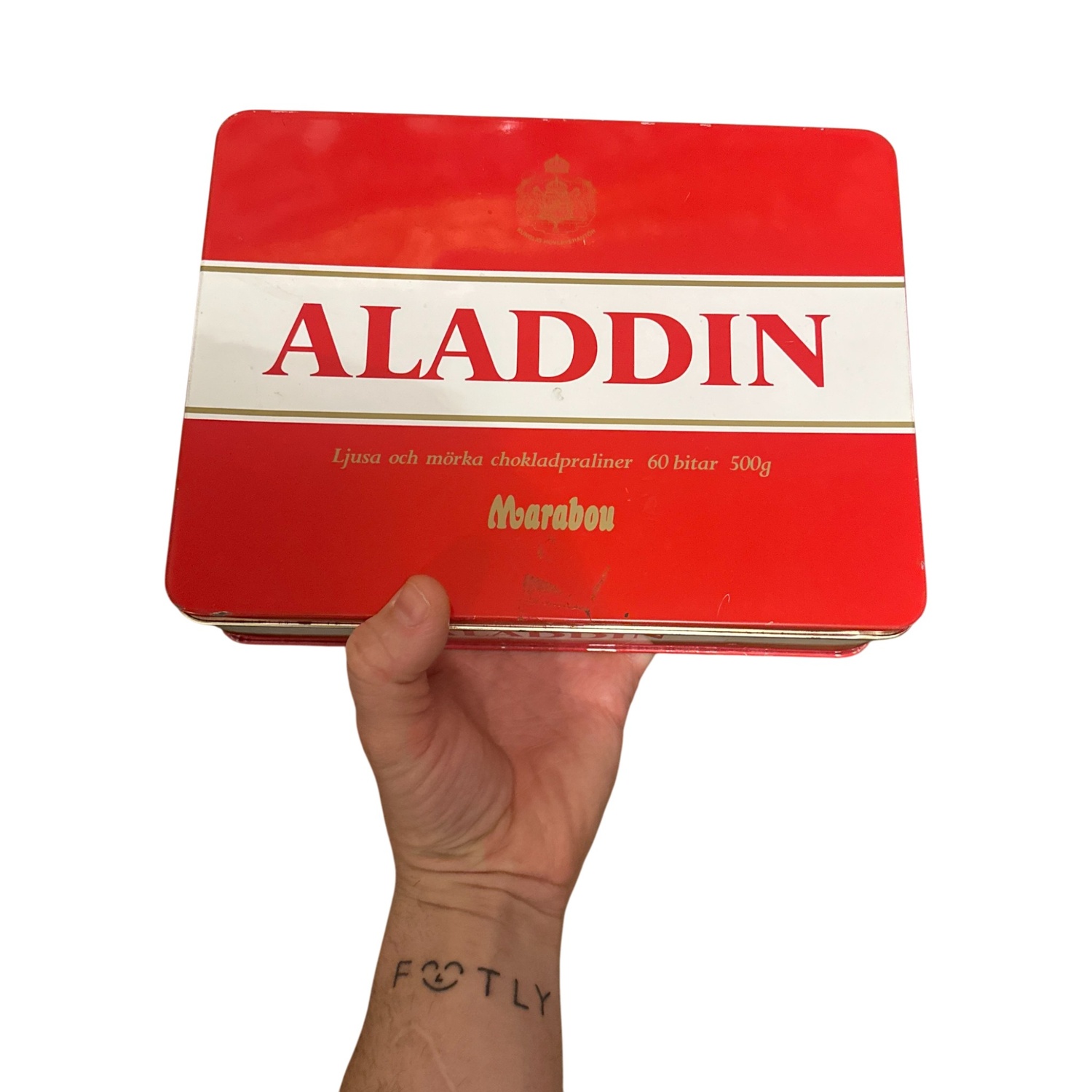 Aladdin Plåtburk 90-tal Vintage Retro Marabou 1993 Chokladask Ask Burk Nostalgi