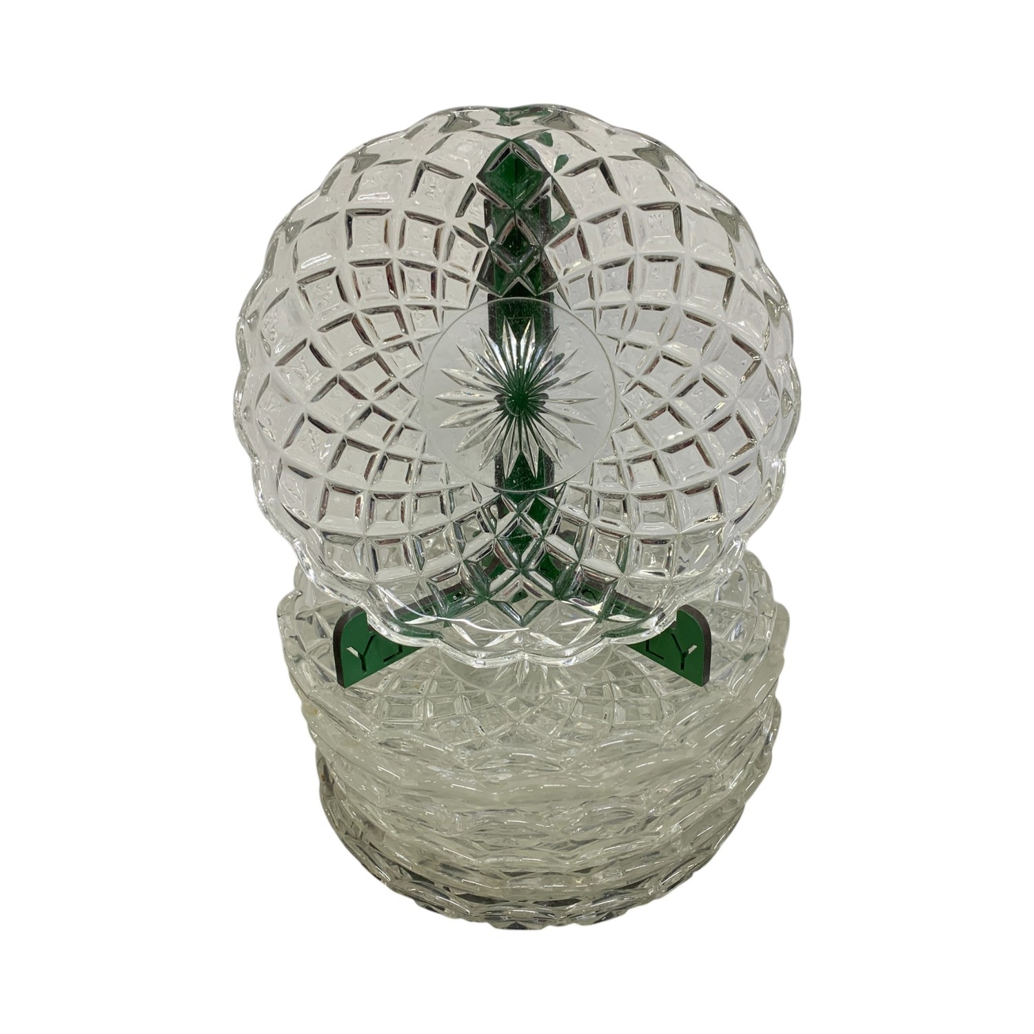 7st Små Glasfat Glas Fat 16 cm Vintage Retro Design